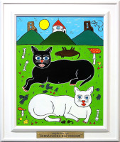 František R. Čech - Černá kočka bílý kocour - originál 